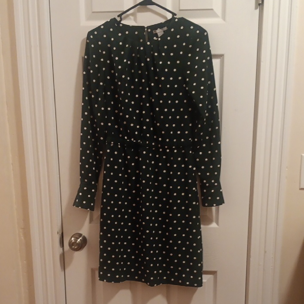 H&M Dark Green Polka Dot Dress